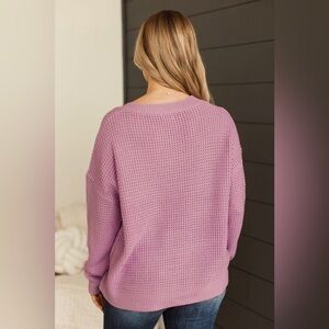 Kersh size M Women's Purple/Mauve wool blend Waffle Sweater, scoop neck